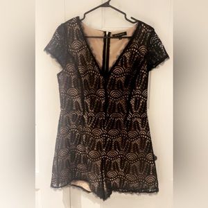 Black v neck short romper
